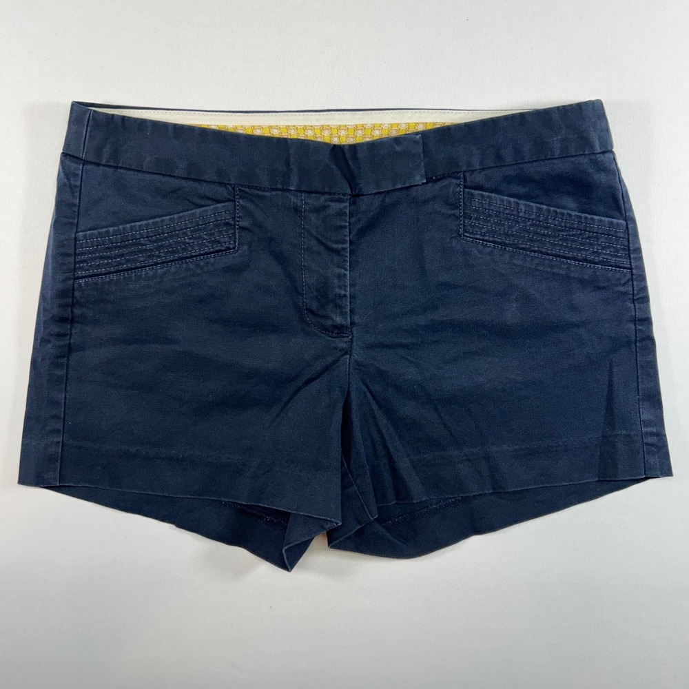 J.Crew City Fit Navy Blue Chino Shorts‎ Womens Size 2 Cotton Stretch RN77388